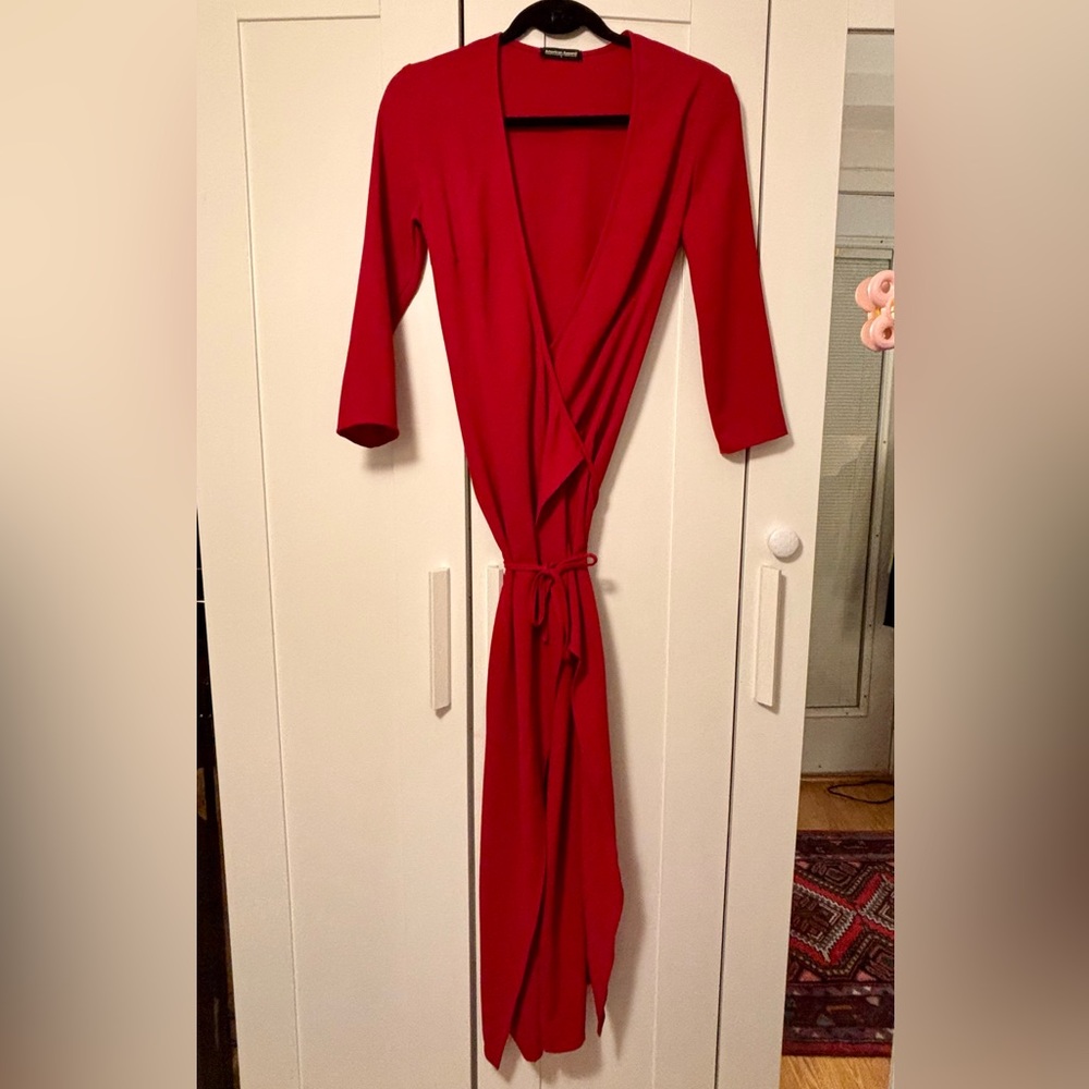 American Apparel Red Wrap Dress size small